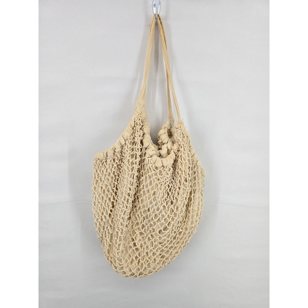 Cream Crochet Net Tote Bag - Unbranded